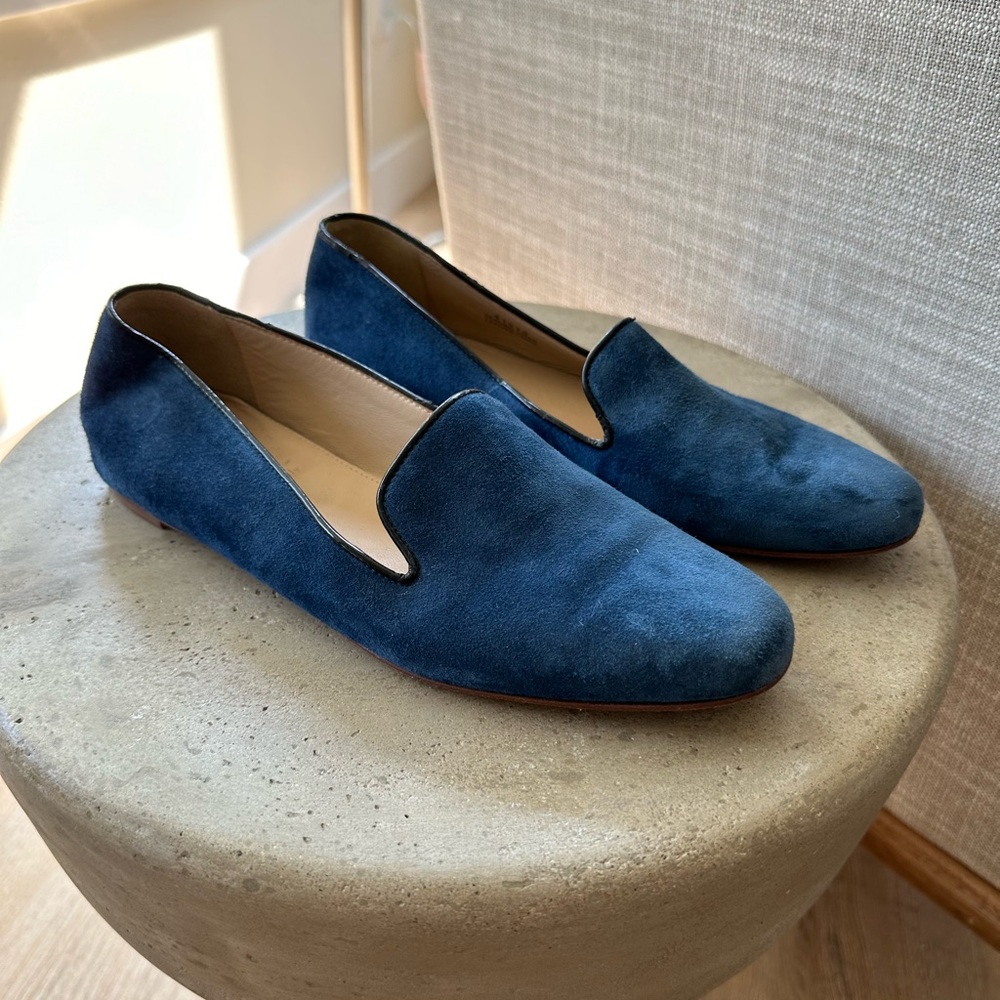 J.Crew Leather Smoking Flats in Navy, size 6.5